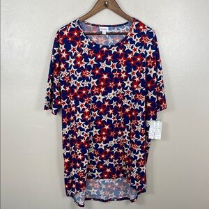 NWT LuLaRoe Red, White, and Blue Star Short Sleeve Top
